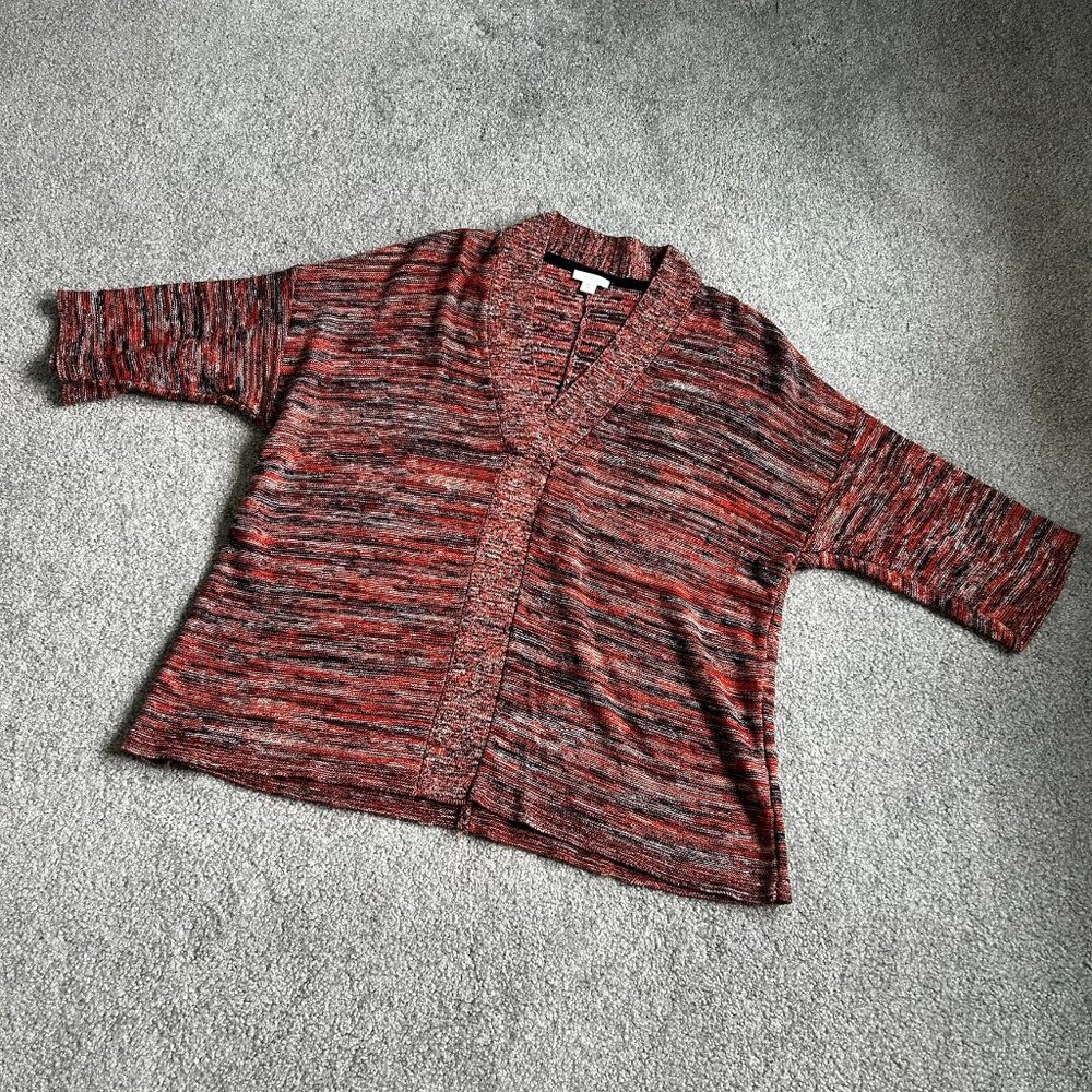 - Pure Jill Kimono Sweater Orange Multi Color Oversized Knit Top J Jill XS   - Q